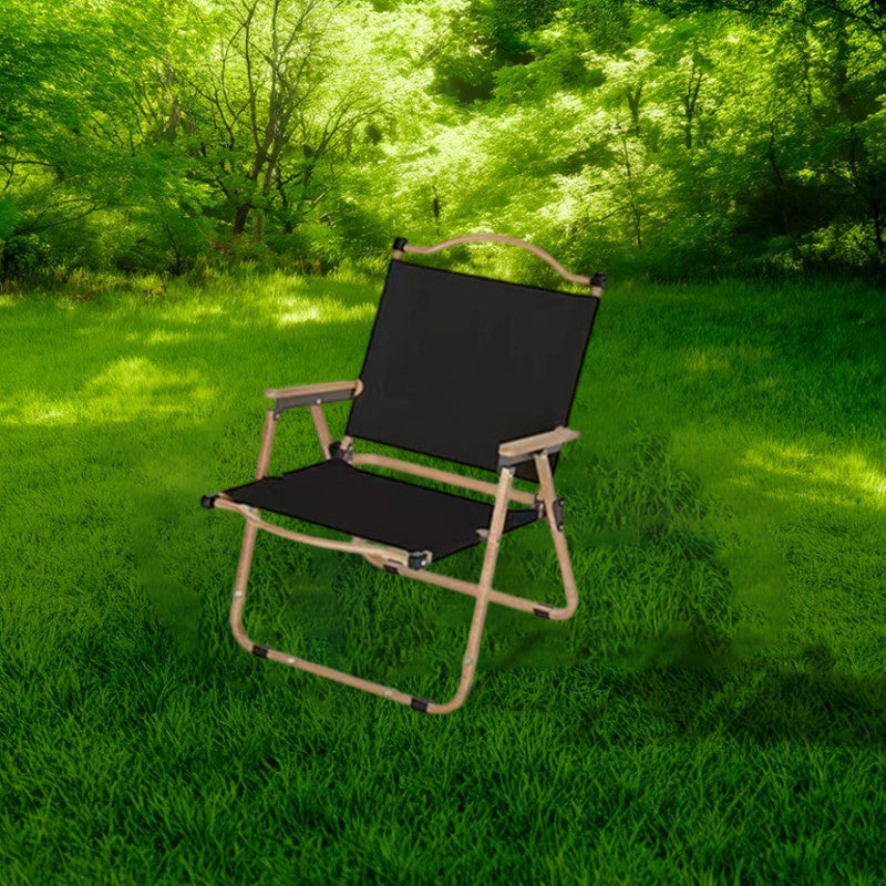 Moderner Minimalistischer Rechteckiger Buchenholz Kohlenstoffstahl Oxford-Stoff Outdoor Klapp-Campingstuhl mit Rückenlehne Armlehne für den Garten | Brehn