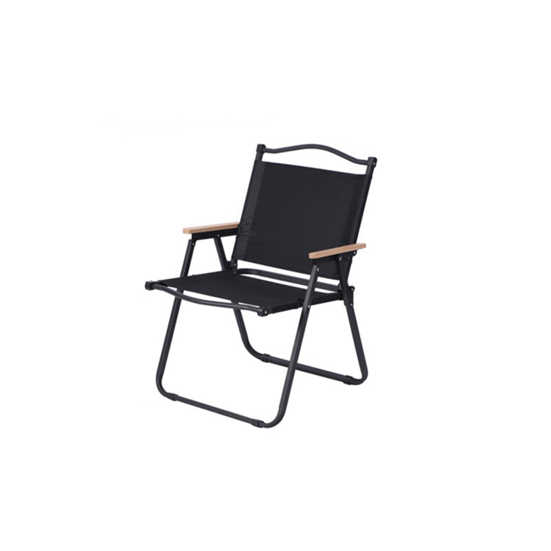 Moderner Minimalistischer Rechteckiger Buchenholz Kohlenstoffstahl Oxford-Stoff Outdoor Klapp-Campingstuhl mit Rückenlehne Armlehne für den Garten | Brehn