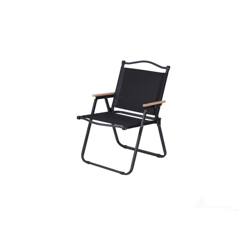 Moderner Minimalistischer Rechteckiger Buchenholz Kohlenstoffstahl Oxford-Stoff Outdoor Klapp-Campingstuhl mit Rückenlehne Armlehne für den Garten | Brehn
