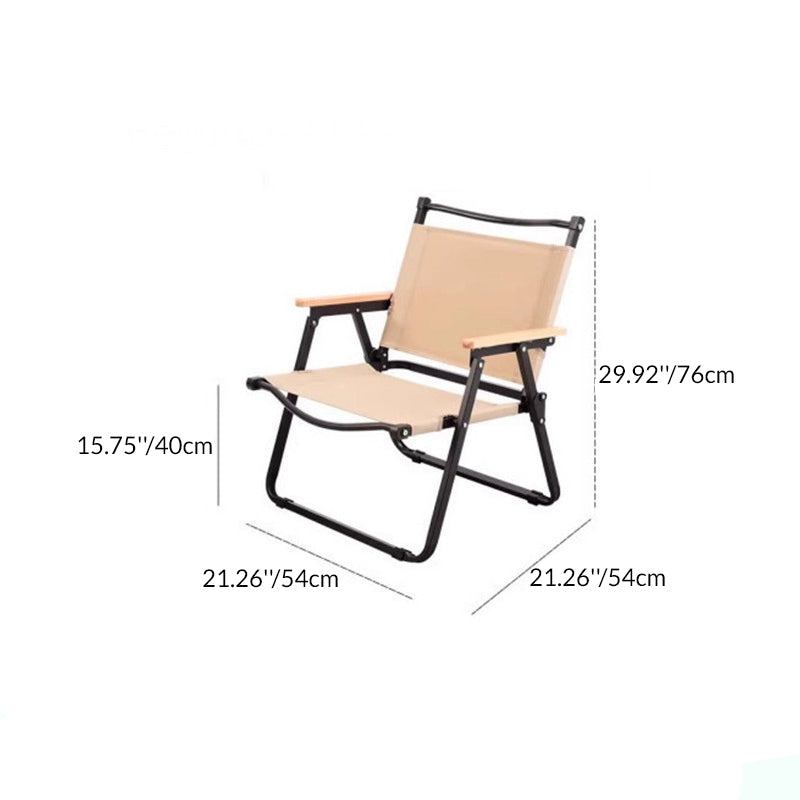 Moderner Minimalistischer Rechteckiger Buchenholz Kohlenstoffstahl Oxford-Stoff Outdoor Klapp-Campingstuhl mit Rückenlehne Armlehne für den Garten | Brehn