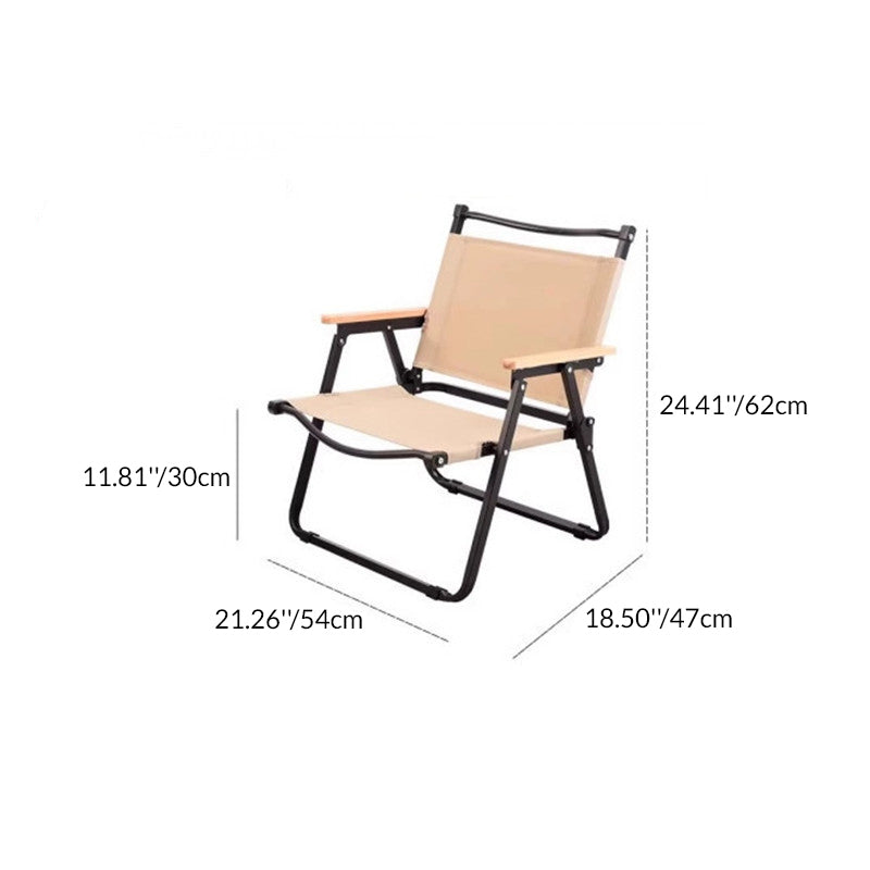 Moderner Minimalistischer Rechteckiger Buchenholz Kohlenstoffstahl Oxford-Stoff Outdoor Klapp-Campingstuhl mit Rückenlehne Armlehne für den Garten | Brehn