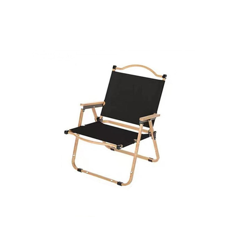 Moderner Minimalistischer Rechteckiger Buchenholz Kohlenstoffstahl Oxford-Stoff Outdoor Klapp-Campingstuhl mit Rückenlehne Armlehne für den Garten | Brehn