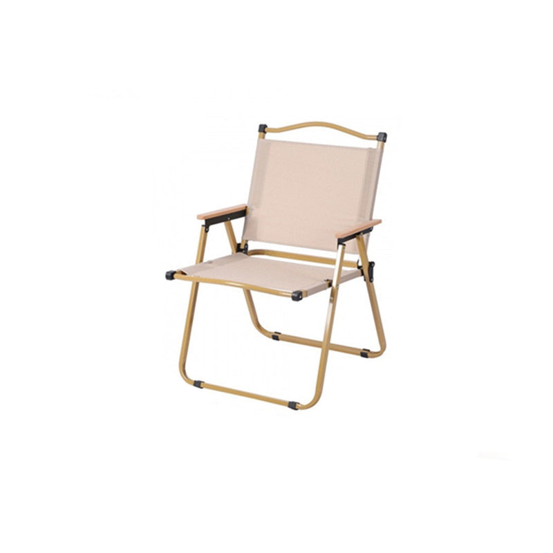 Moderner Minimalistischer Rechteckiger Buchenholz Kohlenstoffstahl Oxford-Stoff Outdoor Klapp-Campingstuhl mit Rückenlehne Armlehne für den Garten | Brehn