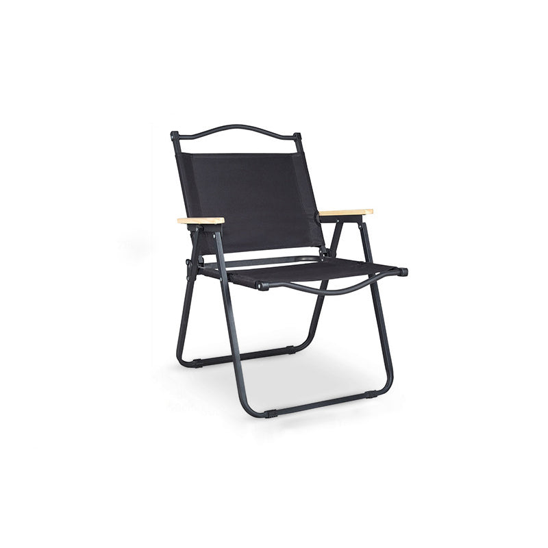 Moderner Minimalistischer Rechteckiger Außen-Campingstuhl aus Kohlenstoffstahl, Aluminiummaterial, Buchenholz, Oxford-Stoff, PET, Faltbar, Tragbar, Abnehmbar mit Rückenlehne und Armlehne für den Garten | Brehn