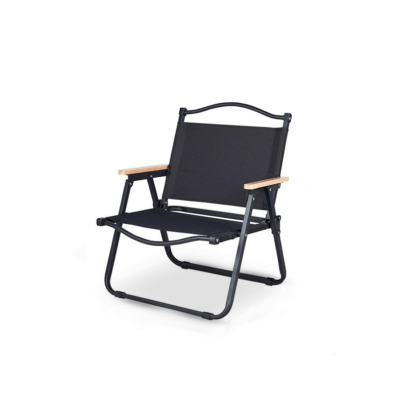 Moderner Minimalistischer Rechteckiger Außen-Campingstuhl aus Kohlenstoffstahl, Aluminiummaterial, Buchenholz, Oxford-Stoff, PET, Faltbar, Tragbar, Abnehmbar mit Rückenlehne und Armlehne für den Garten | Brehn
