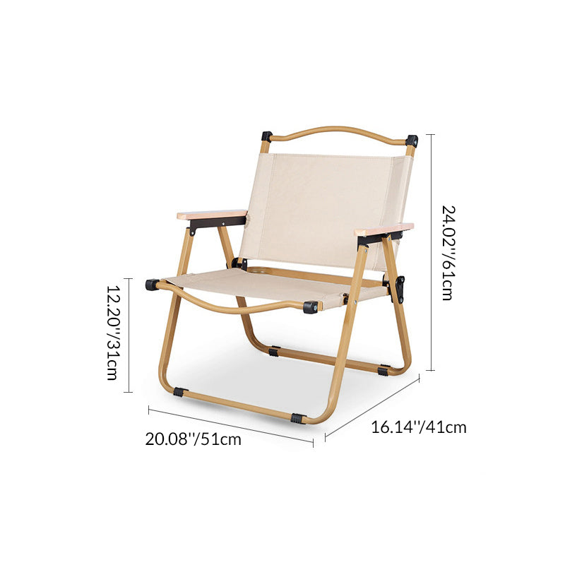 Moderner Minimalistischer Rechteckiger Außen-Campingstuhl aus Kohlenstoffstahl, Aluminiummaterial, Buchenholz, Oxford-Stoff, PET, Faltbar, Tragbar, Abnehmbar mit Rückenlehne und Armlehne für den Garten | Brehn