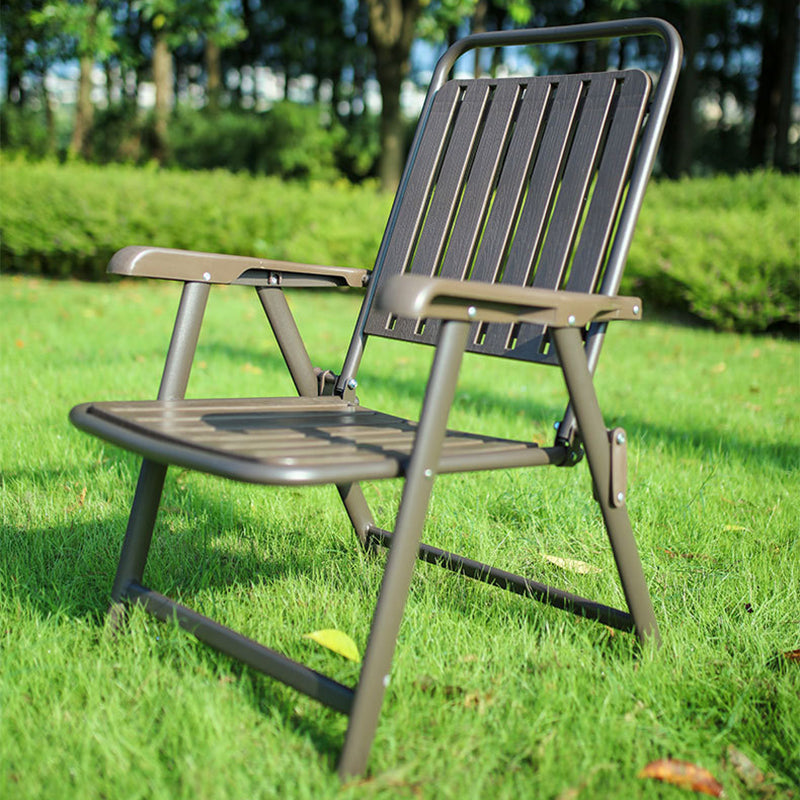 Wasserdichter, rechteckiger, faltbarer Campingstuhl aus Kohlenstoffstahl und PVC mit Rückenlehne und Armlehnen für den Garten
