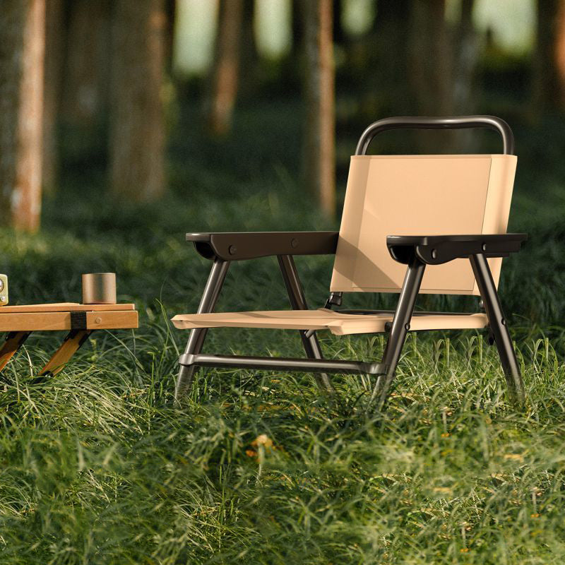 Modern minimalist quadratischer gebogener Oxford-Stoffstahlrohrstuhl mit Rückenlehne und Armlehne für den Außenbereich | Brehn