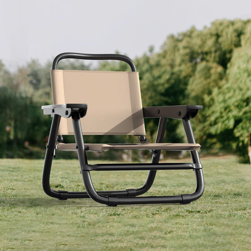 Modern minimalist quadratischer gebogener Oxford-Stoffstahlrohrstuhl mit Rückenlehne und Armlehne für den Außenbereich | Brehn