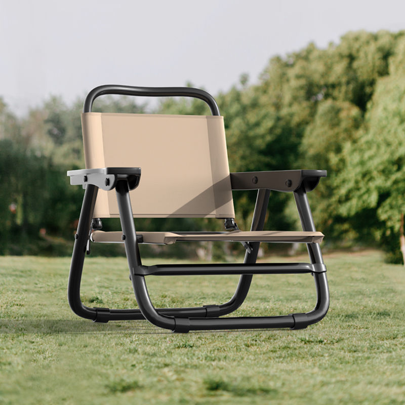 Modern minimalist quadratischer gebogener Oxford-Stoffstahlrohrstuhl mit Rückenlehne und Armlehne für den Außenbereich | Brehn