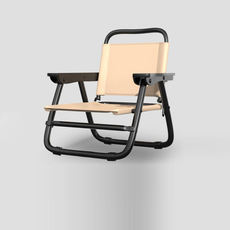 Modern minimalist quadratischer gebogener Oxford-Stoffstahlrohrstuhl mit Rückenlehne und Armlehne für den Außenbereich | Brehn