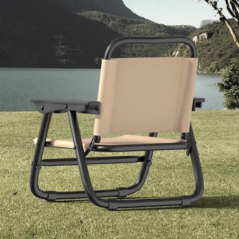Modern minimalist quadratischer gebogener Oxford-Stoffstahlrohrstuhl mit Rückenlehne und Armlehne für den Außenbereich | Brehn