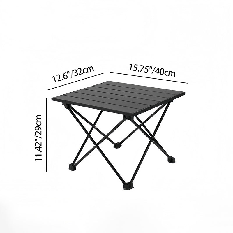 Moderner Minimalistischer Kohlenstoffstahl Aluminium Faltbarer Quadratbeistelltisch für den Außenbereich | Brehn