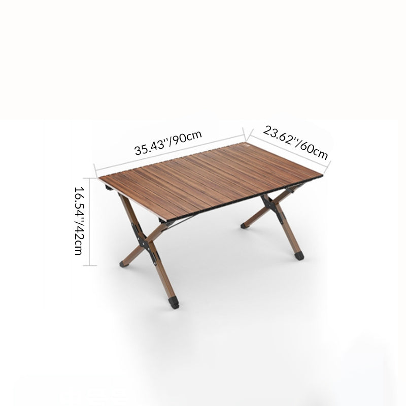 Rechteckiger, klappbarer Outdoor-Kaffeetisch aus Kohlenstoffstahl mit einer Ablage für den Garten