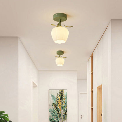 Deckenleuchte mit floralem Glasschirmdesign