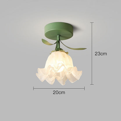 Deckenleuchte mit floralem Glasschirmdesign