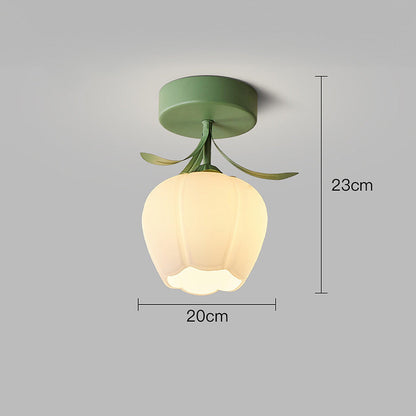 Deckenleuchte mit floralem Glasschirmdesign