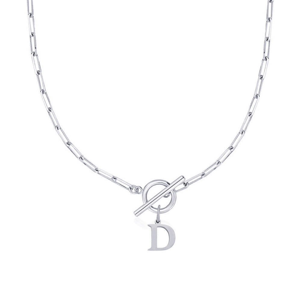 Brehn | Paperclip Buchstaben Initial Kreis Schloss Halskette