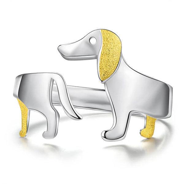 Dachshund Hund 925 Silber Verstellbarer Ring | Brehn
