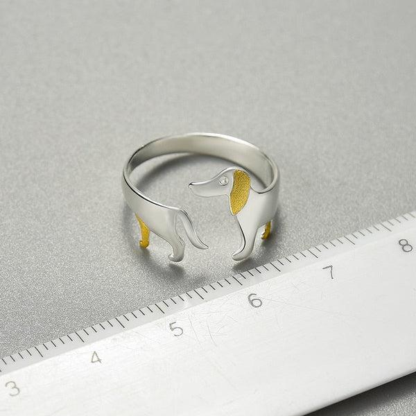 Dachshund Hund 925 Silber Verstellbarer Ring | Brehn