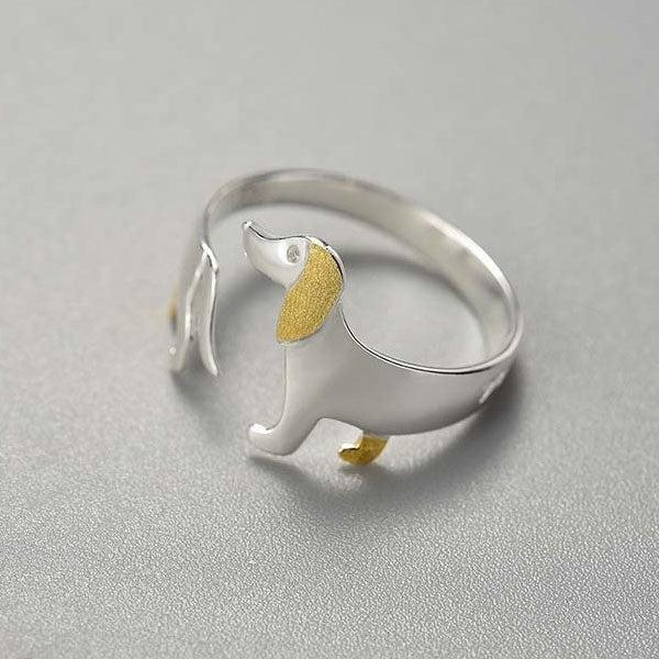 Dachshund Hund 925 Silber Verstellbarer Ring | Brehn
