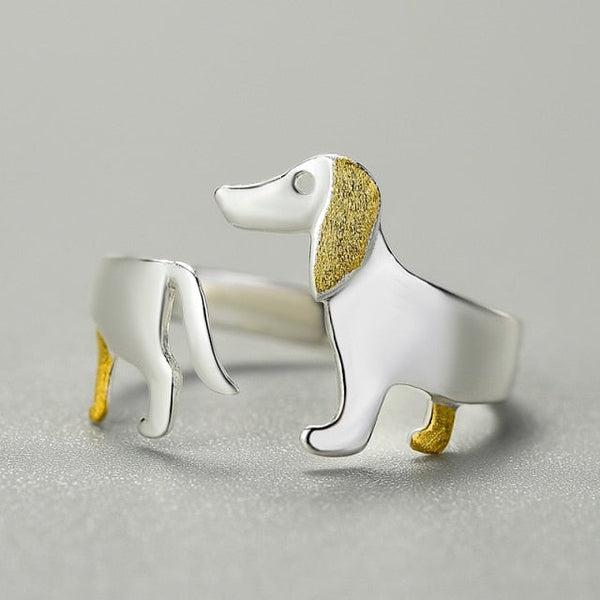 Dachshund Hund 925 Silber Verstellbarer Ring | Brehn