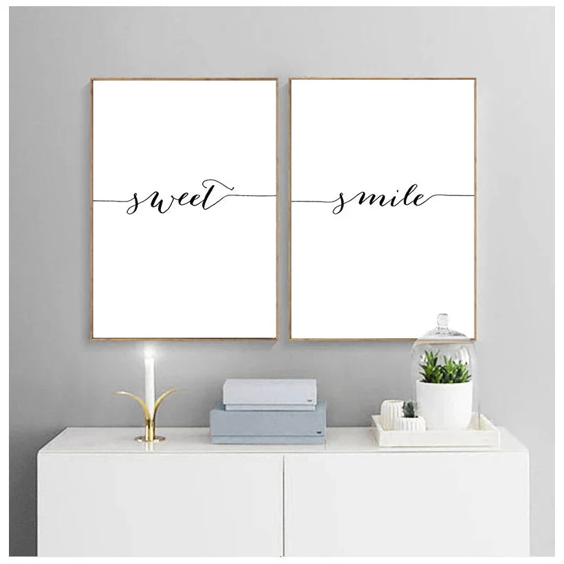 Tägliche Inspirationswörter Wandkunst Feine Kunst Leinwanddrucke Liebe Lächeln Süße Träume Zitate Poster Schwarz Weiß Bilder Für Wohnzimmer Schlafzimmer Kunst Dekor