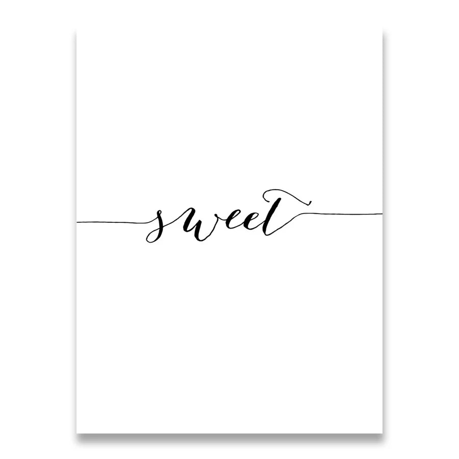 Tägliche Inspiration Wort Wandkunst Fine Art Leinwanddrucke Liebe Lächeln Süße Träume Zitate Poster Schwarz Weiß Bilder Für Wohnzimmer Schlafzimmer Kunst Dekor | Brehn