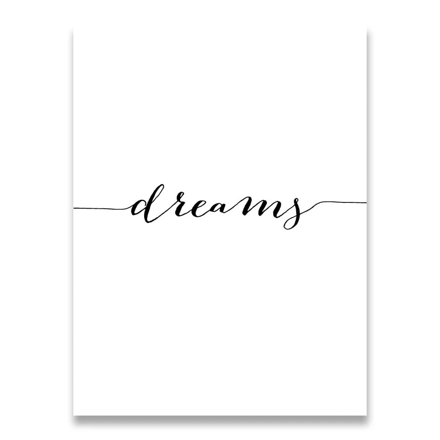Tägliche Inspiration Wort Wandkunst Fine Art Leinwanddrucke Liebe Lächeln Süße Träume Zitate Poster Schwarz Weiß Bilder Für Wohnzimmer Schlafzimmer Kunst Dekor | Brehn