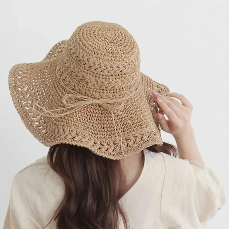 Damen-Sonnenhut – Leichter Retro-Strohhut für den Strand | Ideal für Sommer und Urlaub