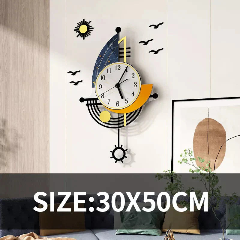 Brehn | Dekorative Wanduhr Navigation Segelboot Kreatives Design Uhr Innenuhr Dekoration Wohnzimmer Hintergrund Wanddeko