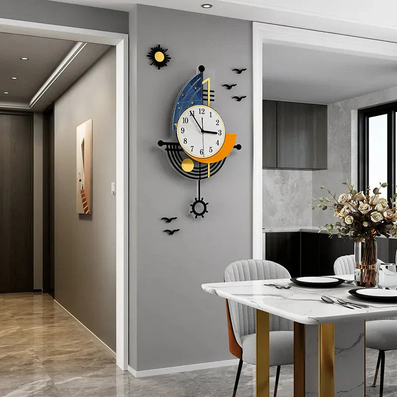 Brehn | Dekorative Wanduhr Navigation Segelboot Kreatives Design Uhr Innenuhr Dekoration Wohnzimmer Hintergrund Wanddeko