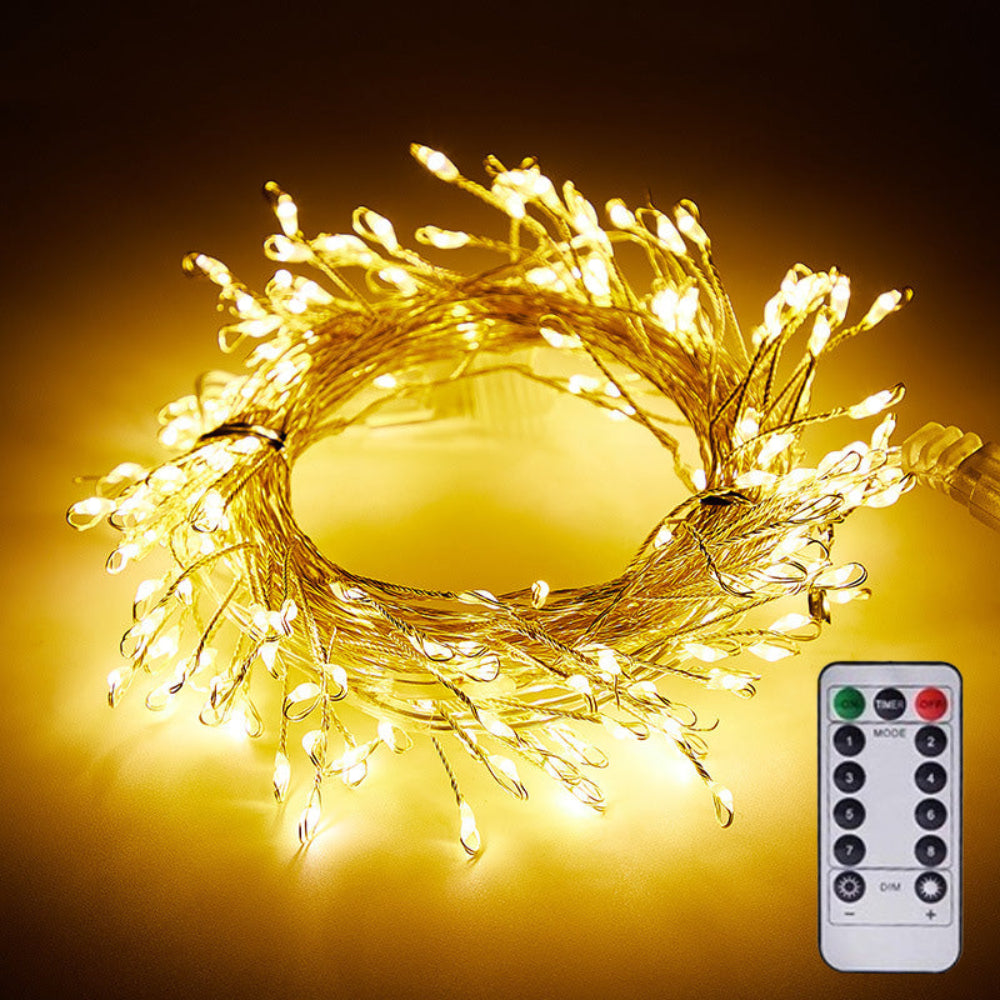 Brehn | Dekorative Feen-LED-Lichter mit Fernbedienung, flexibler Kupferdraht, innen und außen, warmweiß, 5m/10m/20m