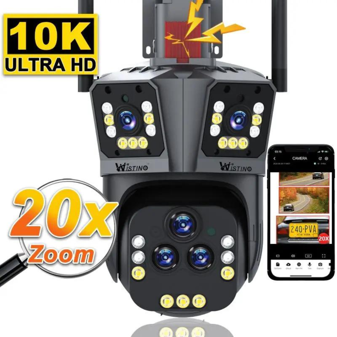 DualGuard Ultra 10K – 20MP Überwachungskamera mit 5 Linsen und 20x Zoom | Brehn