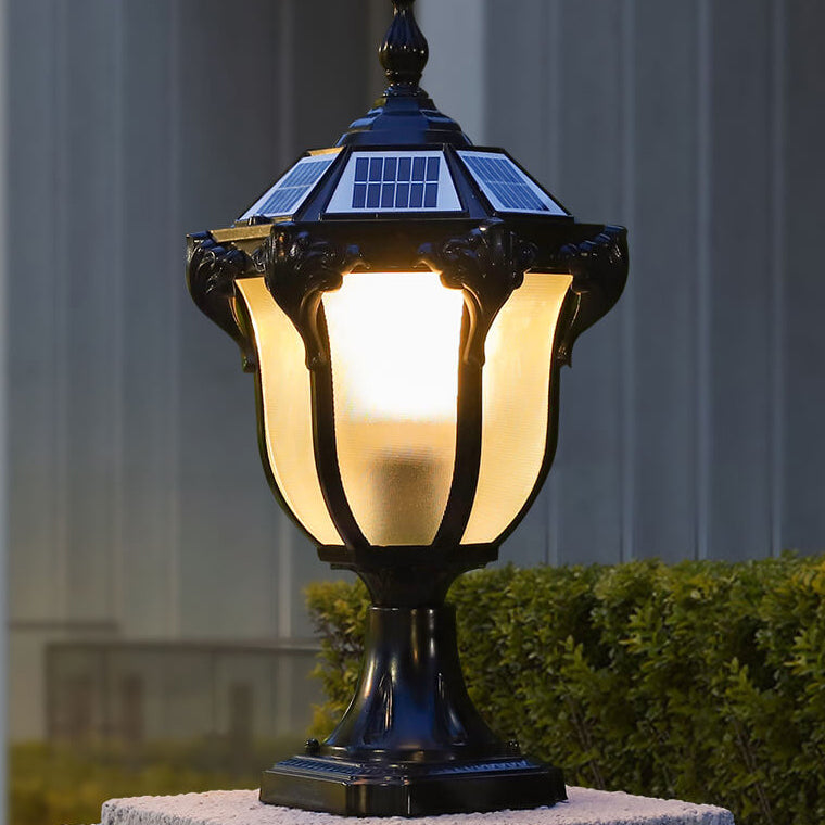 Europäisches Retro-Druckguss-Aluminium-Glas-Solar-wasserfestes Außen-Garten-Landschaftssäulenlicht | Brehn