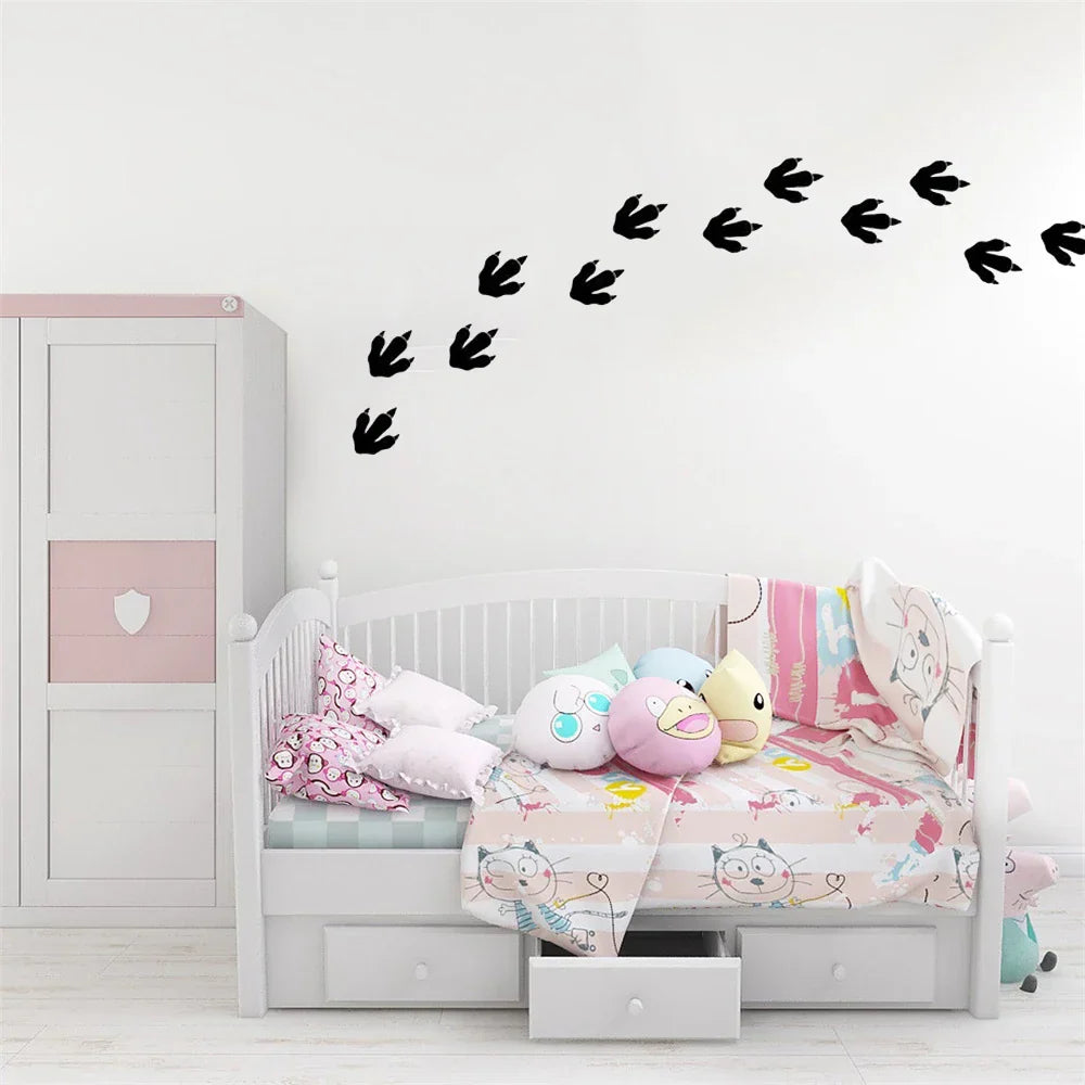 Dino-Fußabdruck-Wandaufkleber Set aus 27 Stück Vinyl PVC Wandsticker für das Kinderzimmer abnehmbar Peel N Stick Aufkleber für das Kinderzimmer kreative DIY Wohnkultur