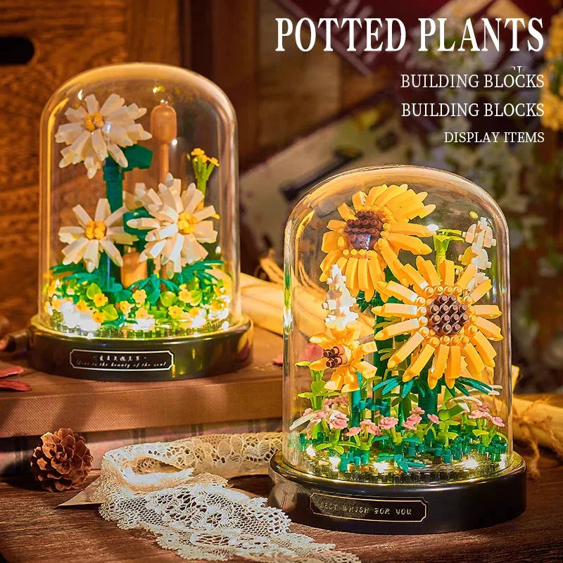 Brehn | BloomBrick DIY Mikro Blumen Bausteine | Mini Ziegel Puzzle | Heimdekoration & Geschenkidee für Kinder