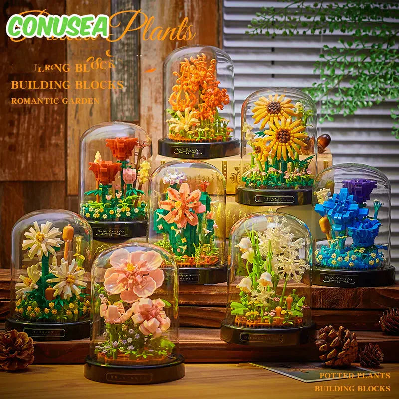Brehn | BloomBrick DIY Mikro Blumen Bausteine | Mini Ziegel Puzzle | Heimdekoration & Geschenkidee für Kinder