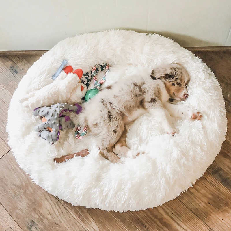 Brehn | Runder Plüsch Beruhigender Donut Hundebett für kleine bis große Hunde