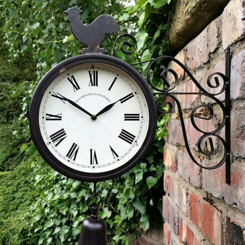 Brehn | Retro Doppelseitige Schwarze Wanduhr