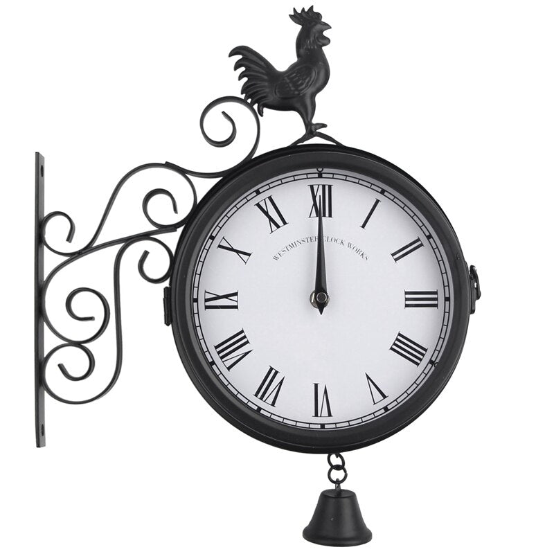 Brehn | Retro Doppelseitige Schwarze Wanduhr