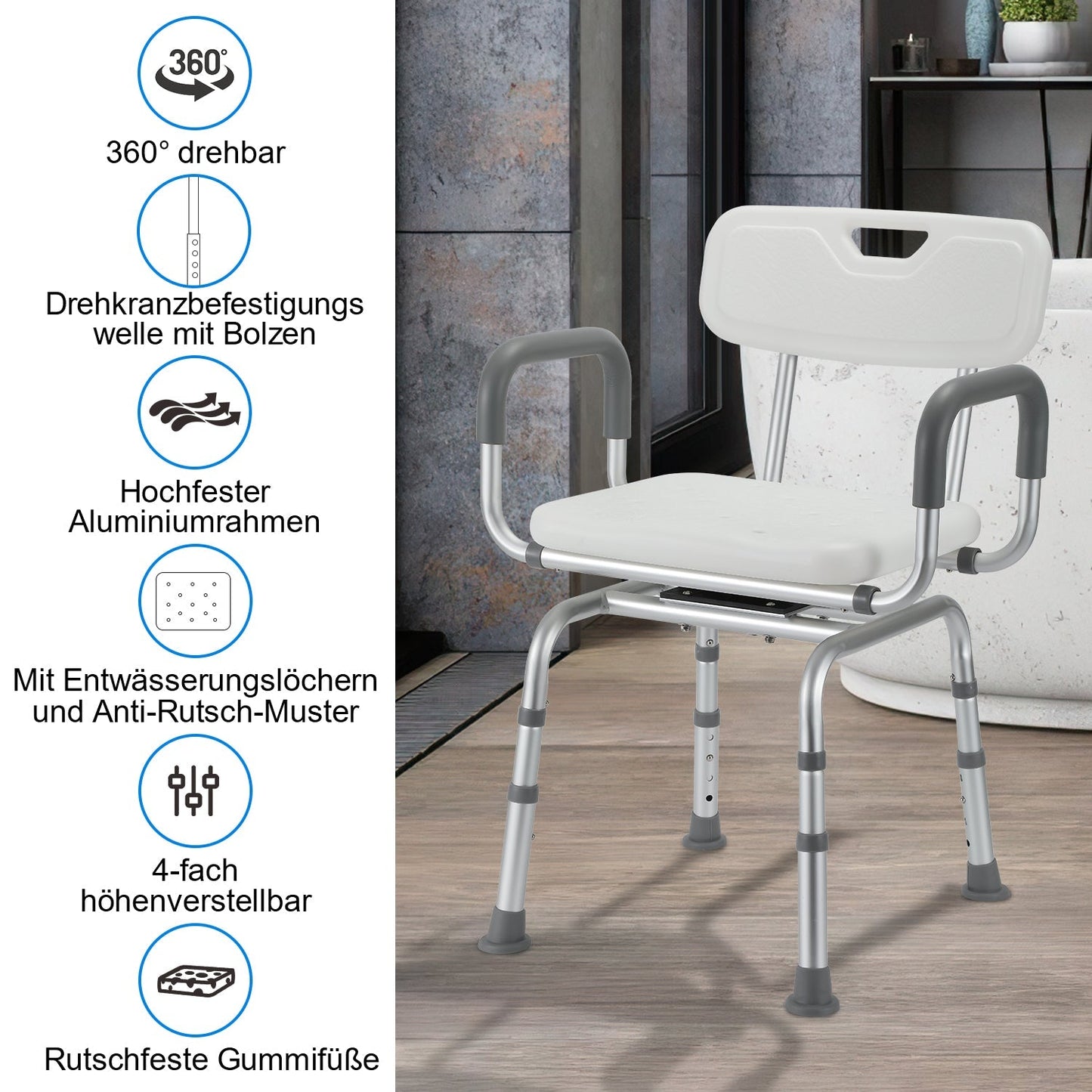 Duschstuhl Duschhocker 360°Drehbarer | Brehn