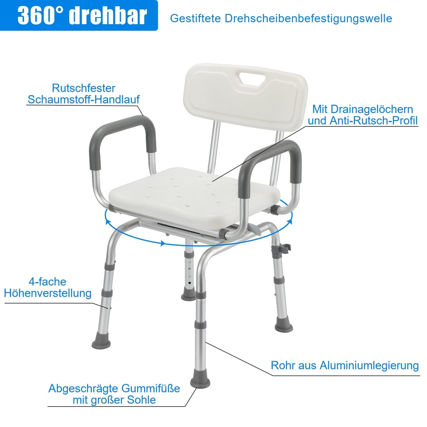 Duschstuhl Duschhocker 360°Drehbarer | Brehn