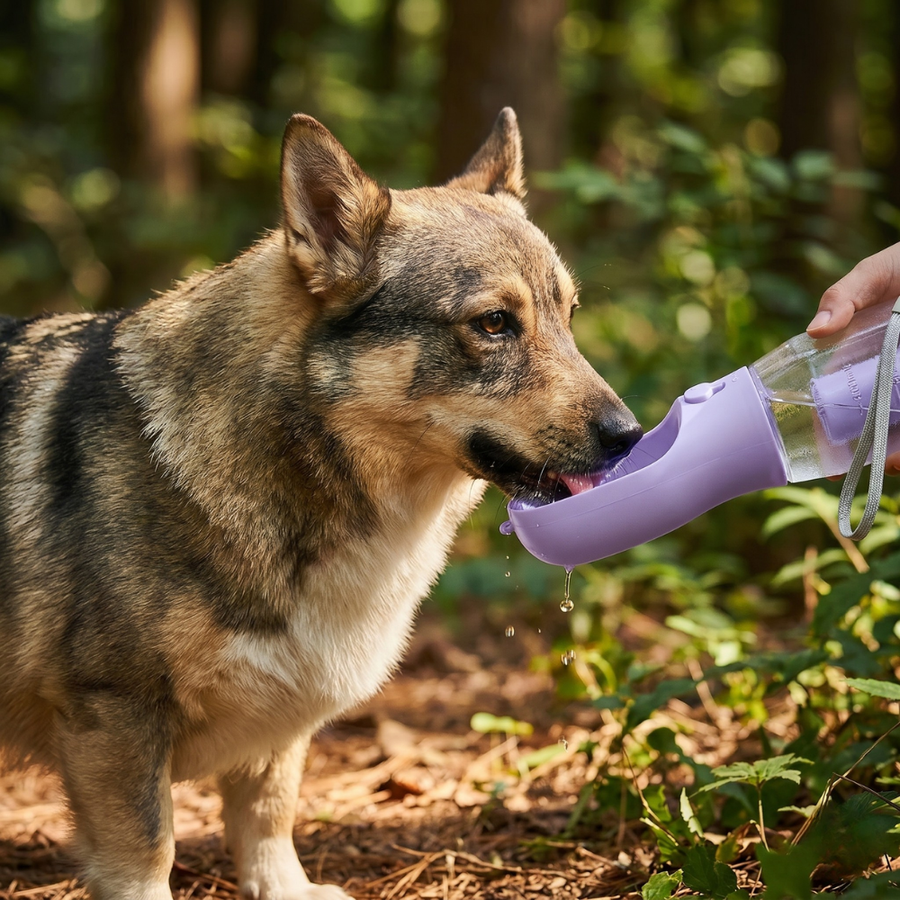 TrailBuddy™ – 3-in-1 Hunde-Trinkflasche mit Futterbox | Brehn