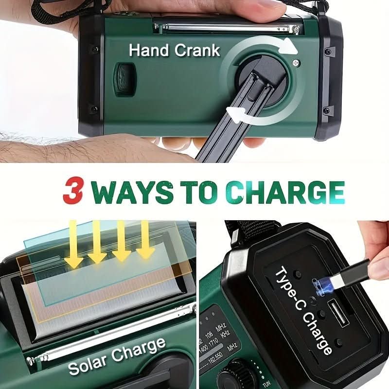 All-in-One-Notfallradio mit Taschenlampe und USB-Ladefunktion