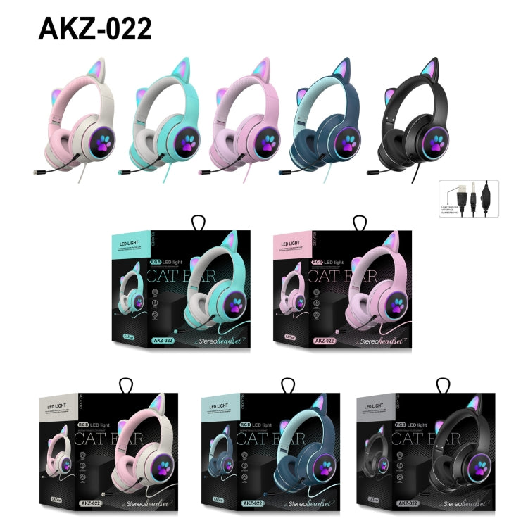 Brehn | AKZ-022 USB + 3.5mm Port Katzenohr Design Faltbares LED Headset mit Mikrofon (Schwarz)