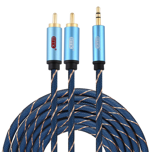 EMK 3,5-mm-Klinkenstecker auf 2 x RCA-Stecker, vergoldetes Lautsprecherkabel, Kabellänge: 5 m (Dunkelblau)