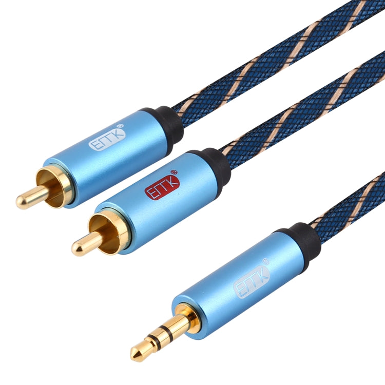 EMK 3,5-mm-Klinkenstecker auf 2 x RCA-Stecker, vergoldetes Lautsprecherkabel, Kabellänge: 5 m (Dunkelblau)