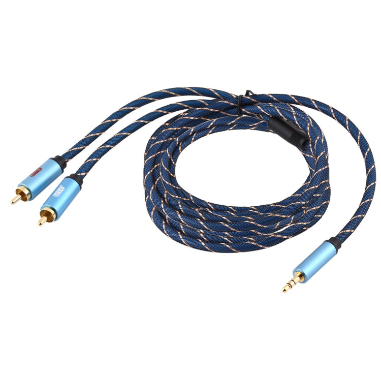 EMK 3,5-mm-Klinkenstecker auf 2 x RCA-Stecker, vergoldetes Lautsprecherkabel, Kabellänge: 5 m (Dunkelblau)