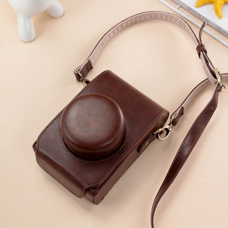 Ganzkörper-Kameratasche aus Leder mit Tragegurt für FUJIFILM X100VI (Kaffee)
